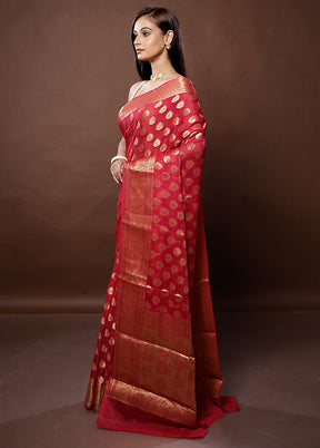 Pink Georgette Saree With Blouse Piece