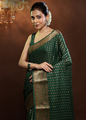 Green Georgette Saree With Blouse Piece