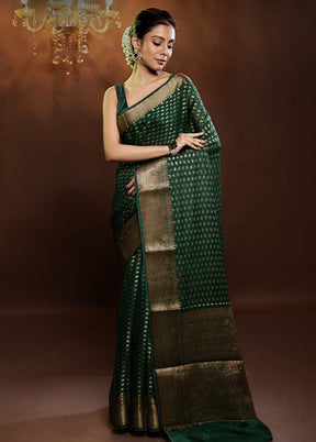 Green Georgette Saree With Blouse Piece