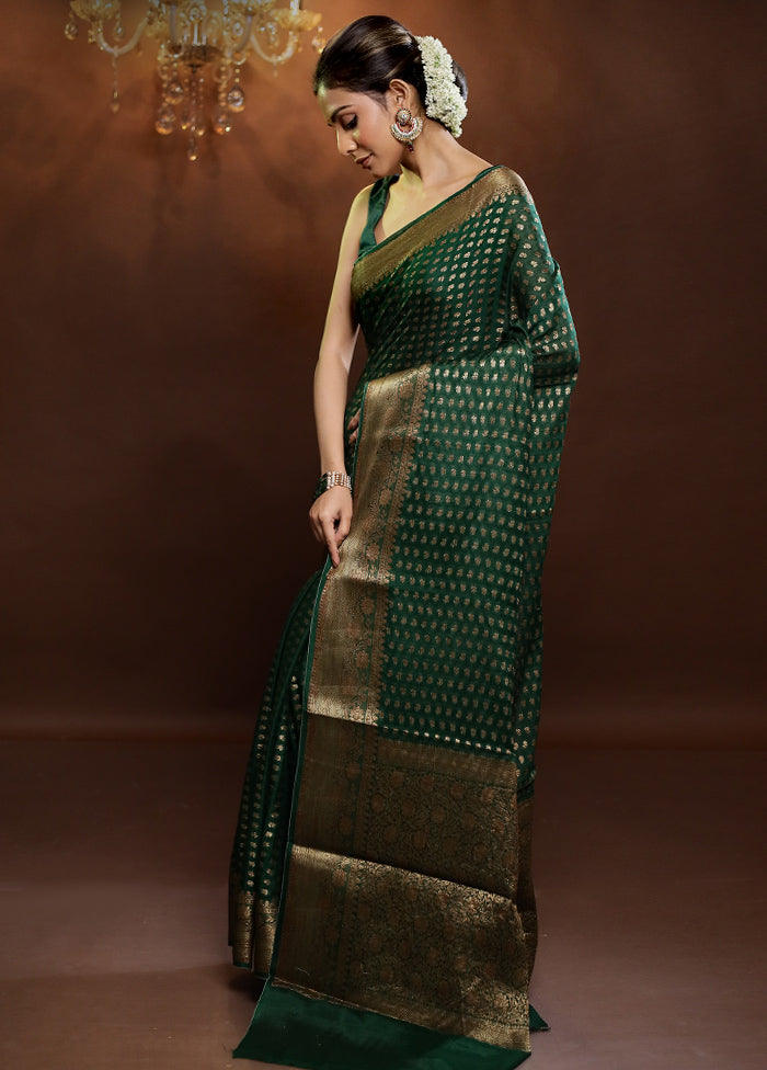 Green Georgette Saree With Blouse Piece