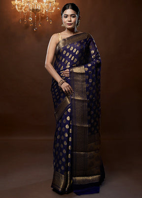 Blue Georgette Saree With Blouse Piece