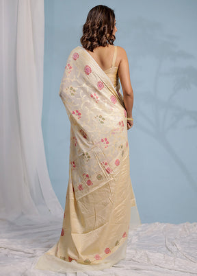 Cream Georgette Saree With Blouse Piece - Indian Silk House Agencies