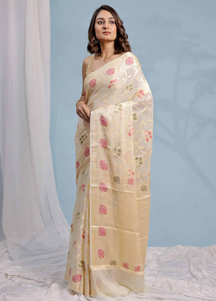 Cream Georgette Saree With Blouse Piece - Indian Silk House Agencies