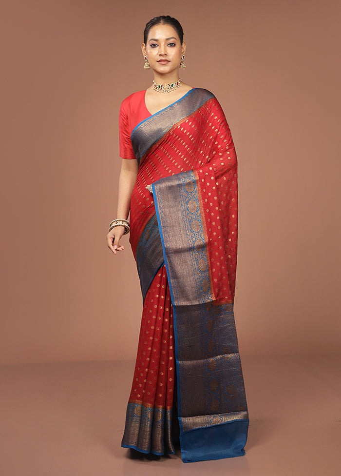 Red Georgette Saree With Blouse Piece