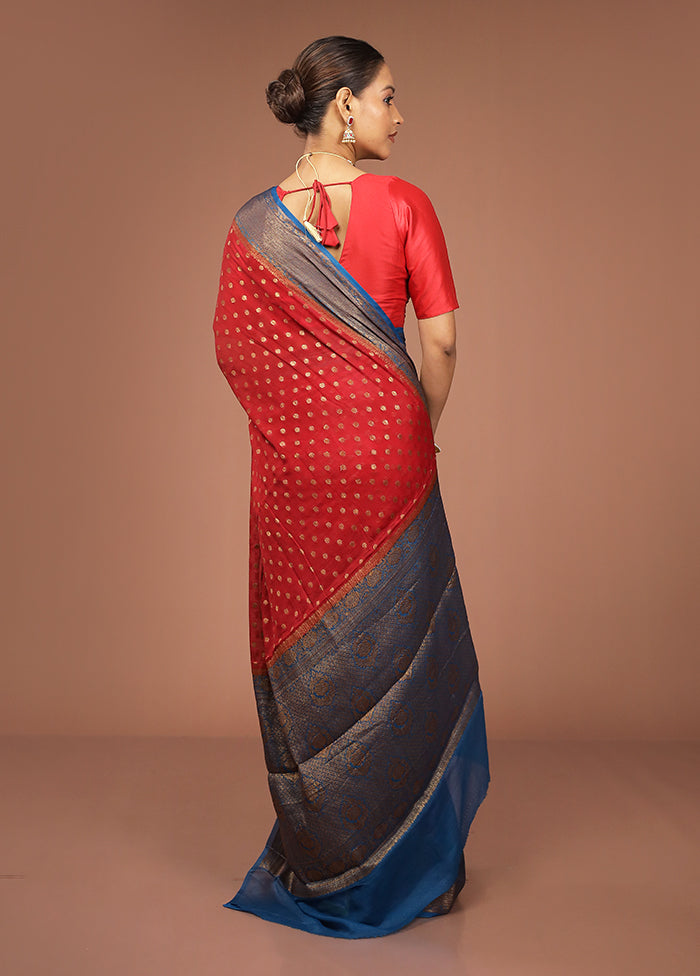 Red Georgette Saree With Blouse Piece