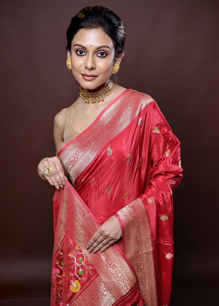 Pink Dupion Silk Saree Without Blouse Piece - Indian Silk House Agencies