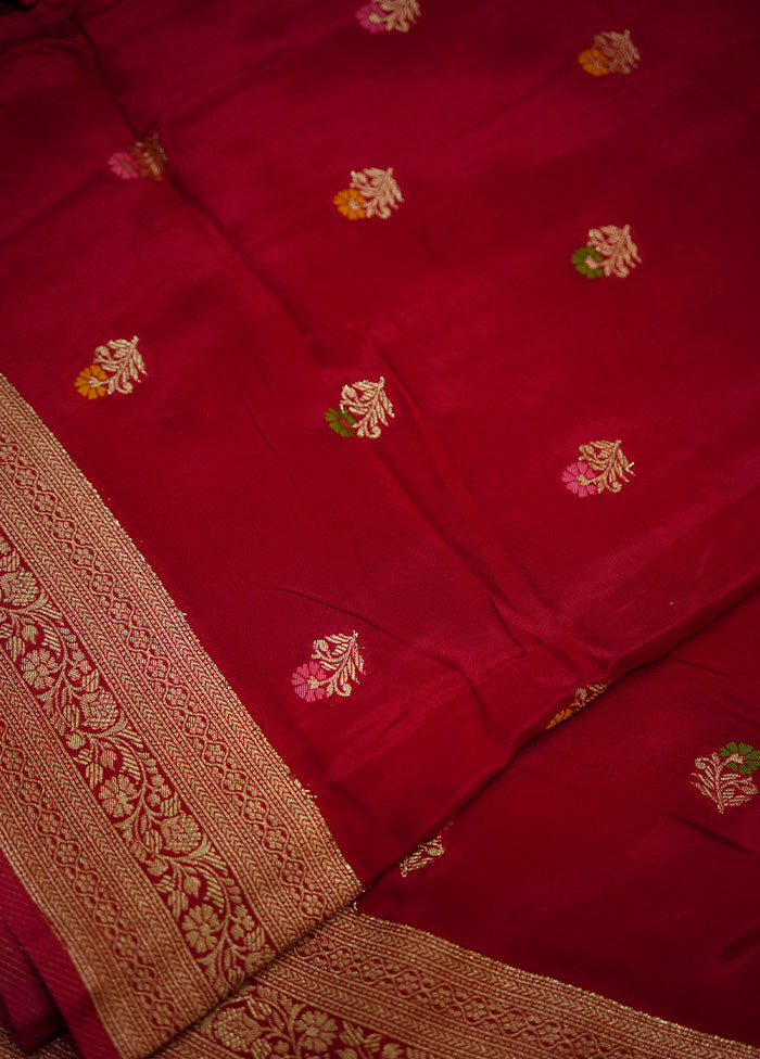 Pink Dupion Silk Saree Without Blouse Piece - Indian Silk House Agencies