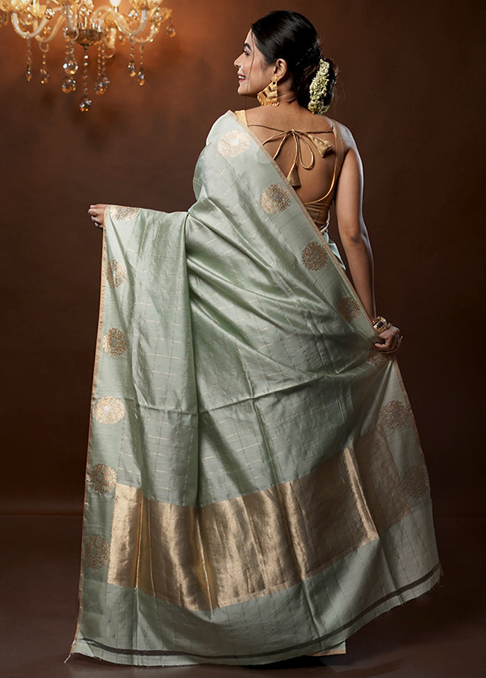 Green Handloom Katan Pure Silk Saree With Blouse Piece