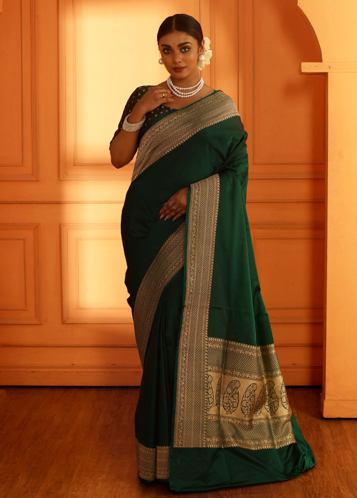 Green Katan Pure Silk Saree With Blouse Piece - Indian Silk House Agencies