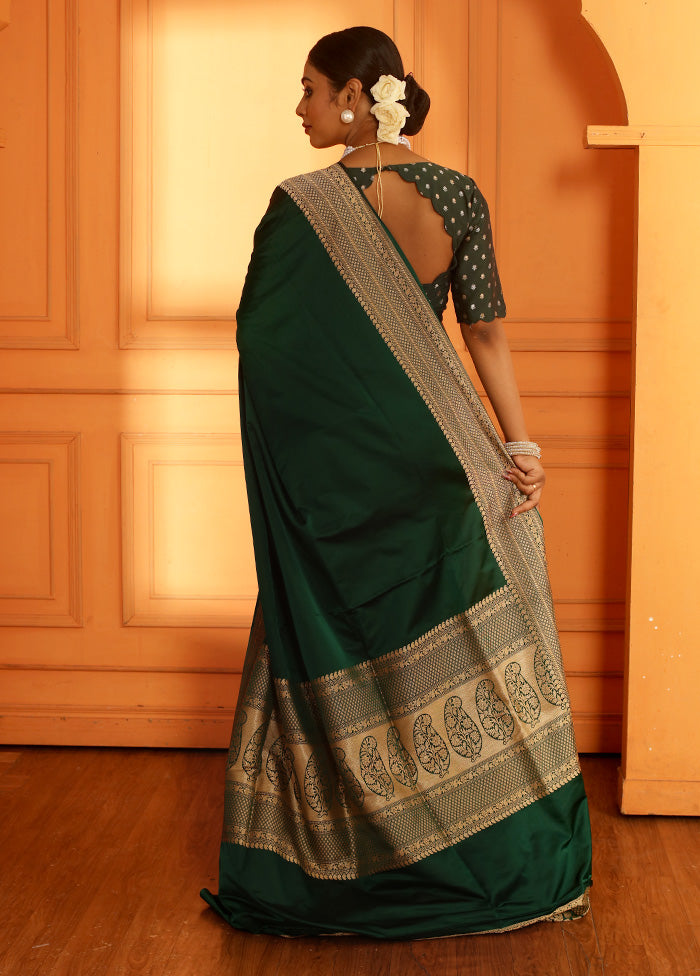 Green Katan Pure Silk Saree With Blouse Piece - Indian Silk House Agencies