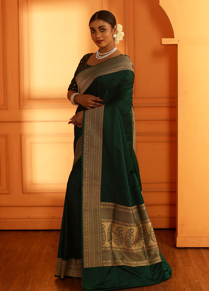 Green Katan Pure Silk Saree With Blouse Piece - Indian Silk House Agencies