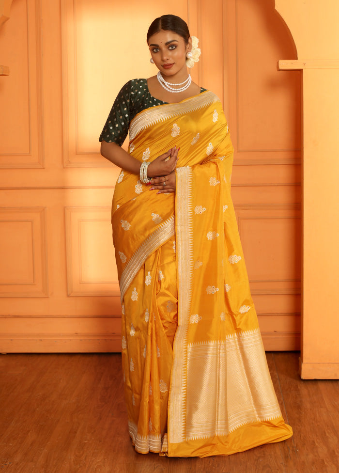 Yellow Katan Pure Silk Saree With Blouse Piece - Indian Silk House Agencies