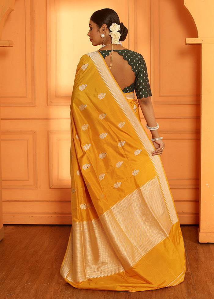 Yellow Katan Pure Silk Saree With Blouse Piece - Indian Silk House Agencies