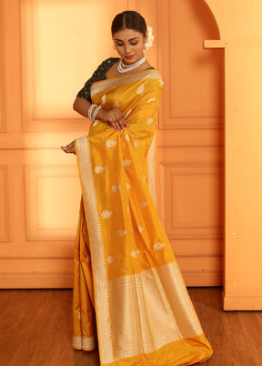 Yellow Katan Pure Silk Saree With Blouse Piece - Indian Silk House Agencies