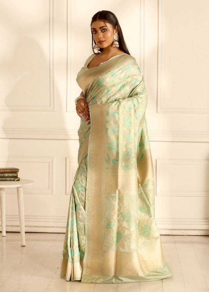 Green Katan Pure Silk Saree With Blouse Piece - Indian Silk House Agencies