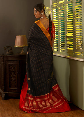 Black Katan Pure Silk Saree With Blouse Piece - Indian Silk House Agencies