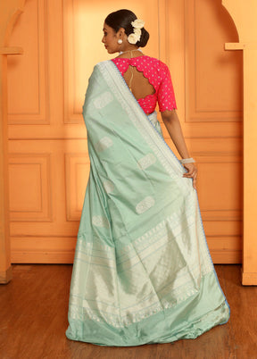 Green Katan Pure Silk Saree With Blouse Piece - Indian Silk House Agencies