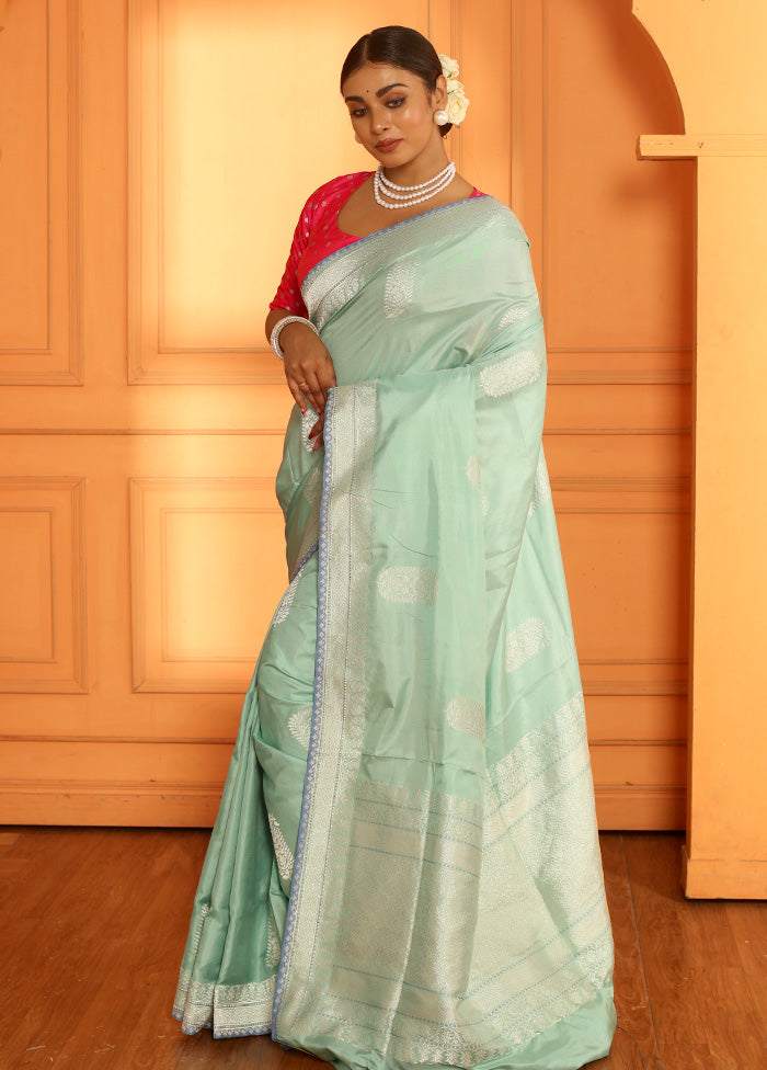 Green Katan Pure Silk Saree With Blouse Piece - Indian Silk House Agencies