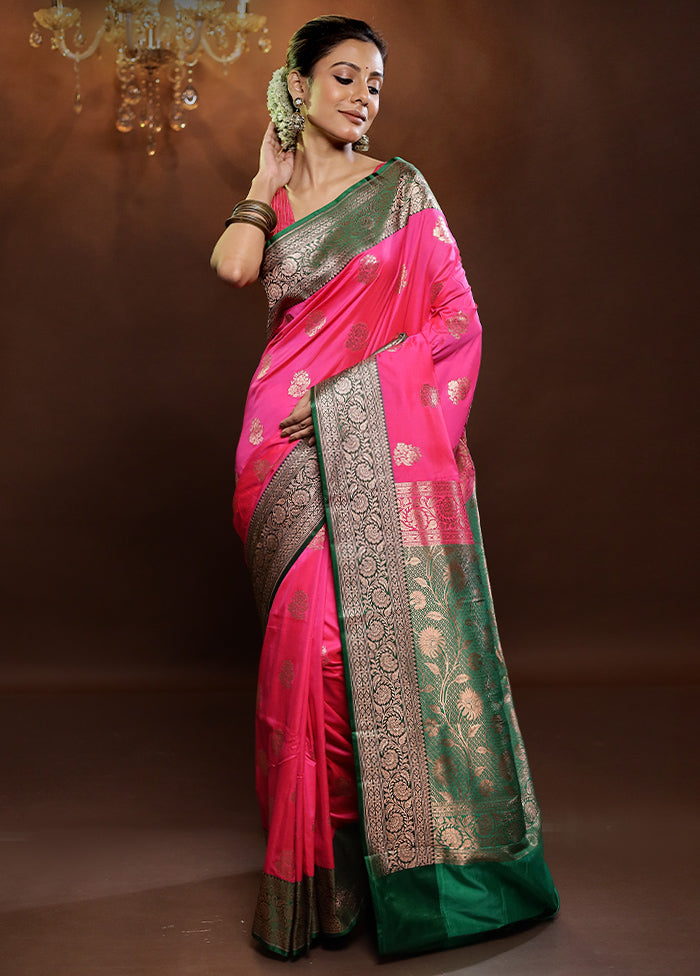 Pink Katan Silk Saree With Blouse Piece