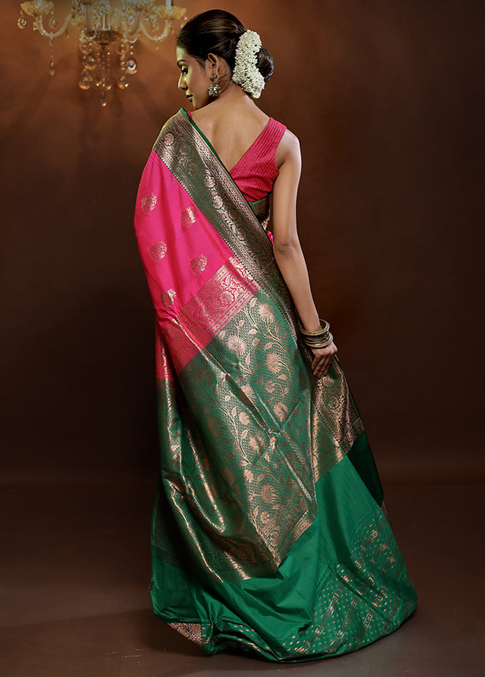 Pink Katan Silk Saree With Blouse Piece