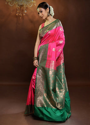 Pink Katan Silk Saree With Blouse Piece