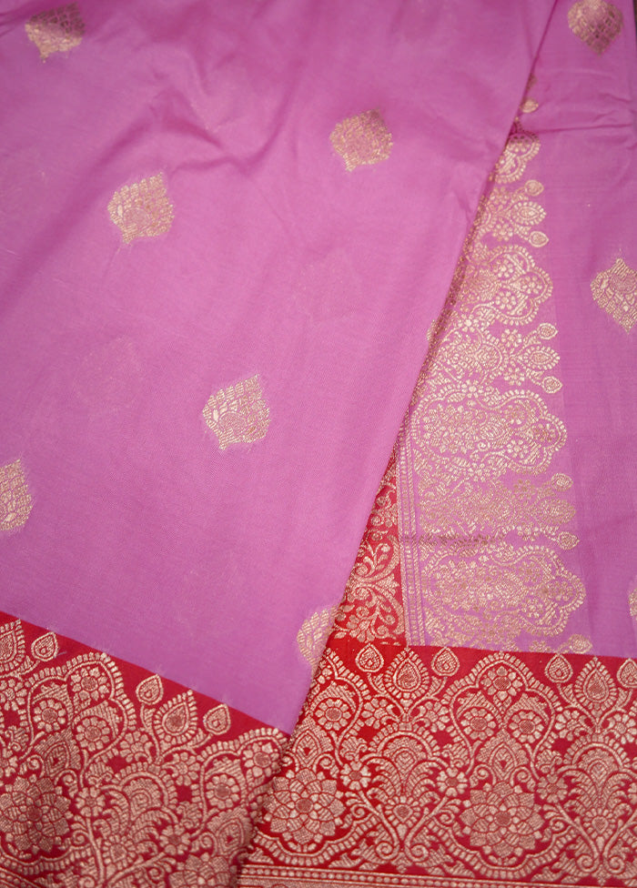 Pink Katan Silk Saree Without Blouse Piece - Indian Silk House Agencies