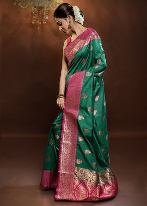 Green Katan Silk Saree With Blouse Piece