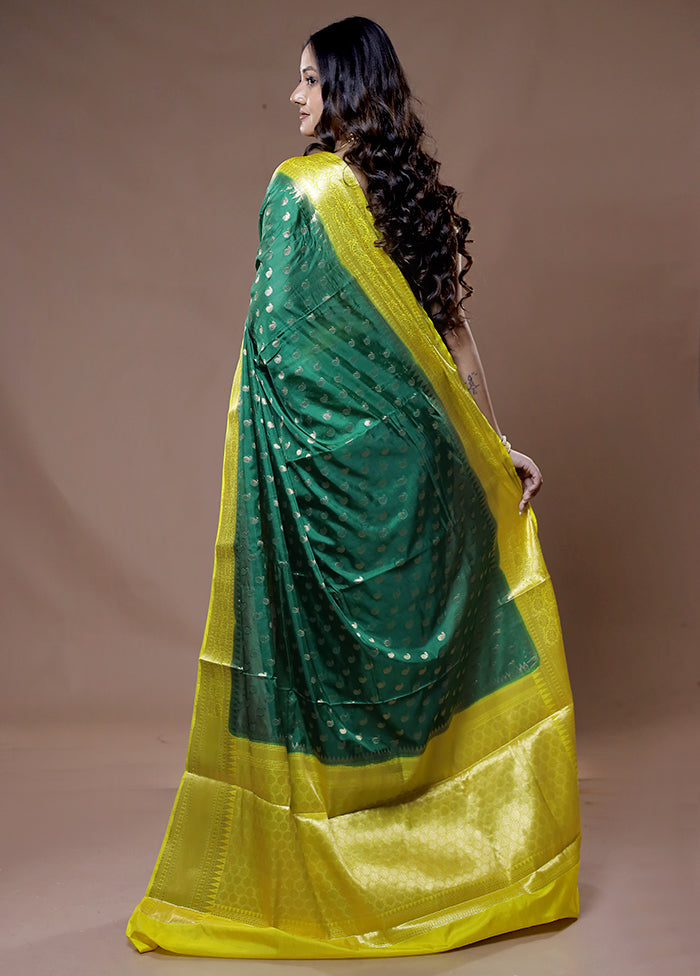 Green Dupion Silk Saree With Blouse Piece - Indian Silk House Agencies