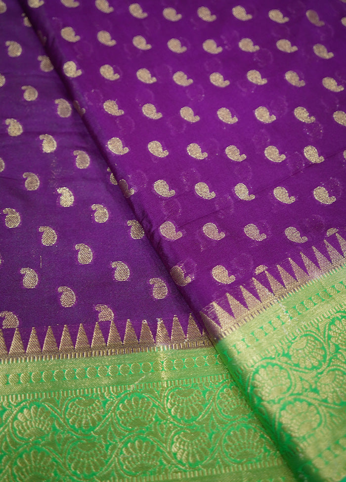 Purple Dupion Silk Saree With Blouse Piece - Indian Silk House Agencies