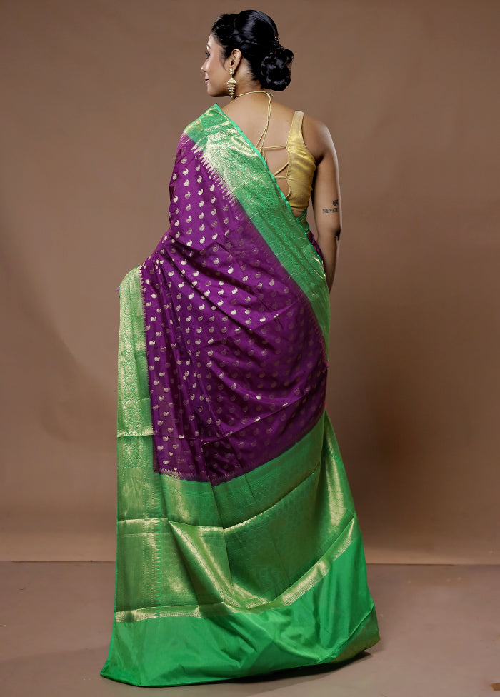 Purple Dupion Silk Saree With Blouse Piece - Indian Silk House Agencies