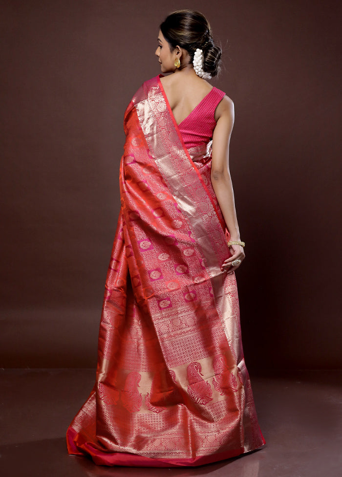 Pink Kanjivaram Pure Silk Saree With Blouse Piece - Indian Silk House Agencies