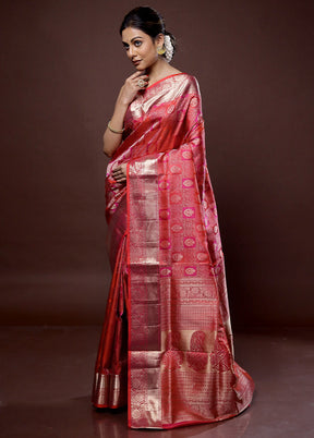 Pink Kanjivaram Pure Silk Saree With Blouse Piece - Indian Silk House Agencies