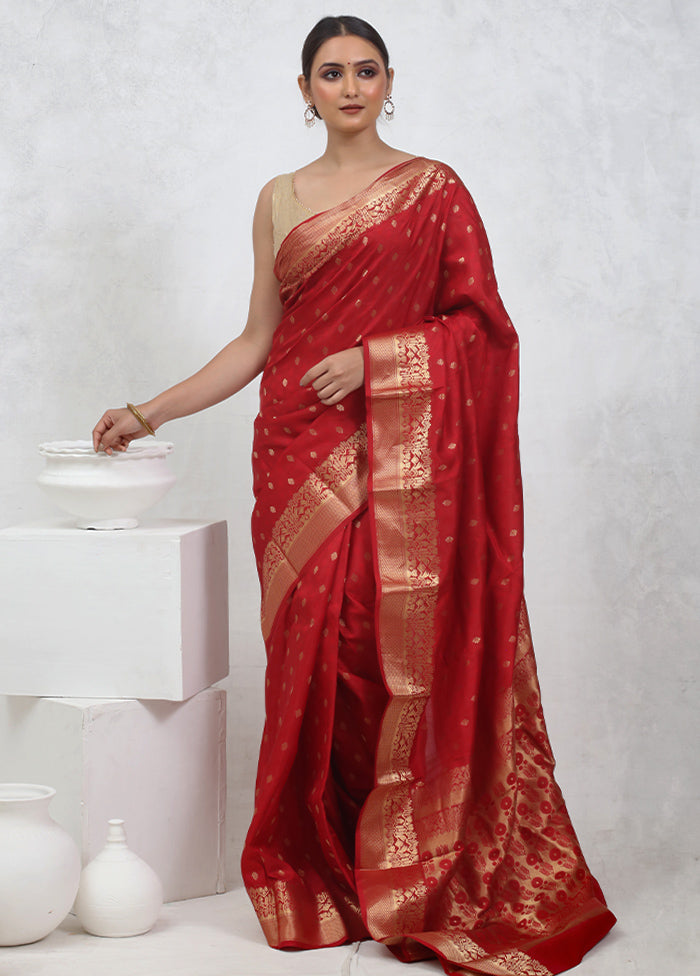 Red Kanjivaram Pure Silk Saree With Blouse Piece