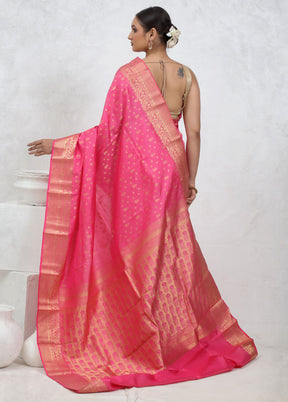 Pink Kanjivaram Pure Silk Saree With Blouse Piece - Indian Silk House Agencies