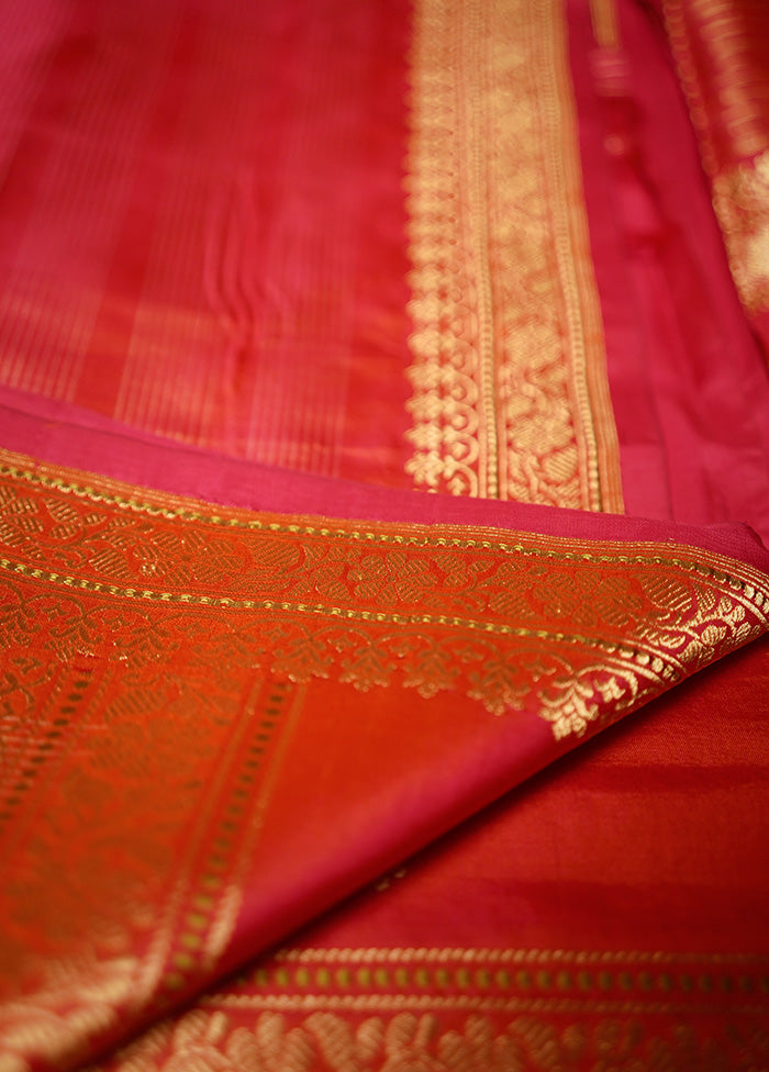 Pink Uppada Pure Silk Saree With Blouse Piece - Indian Silk House Agencies