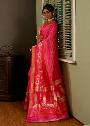 Pink Uppada Pure Silk Saree With Blouse Piece - Indian Silk House Agencies