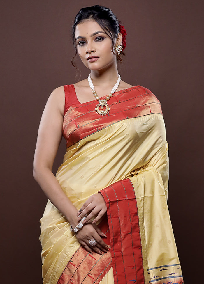 Yellow Kanjivaram Pure Silk Saree Without Blouse Piece - Indian Silk House Agencies