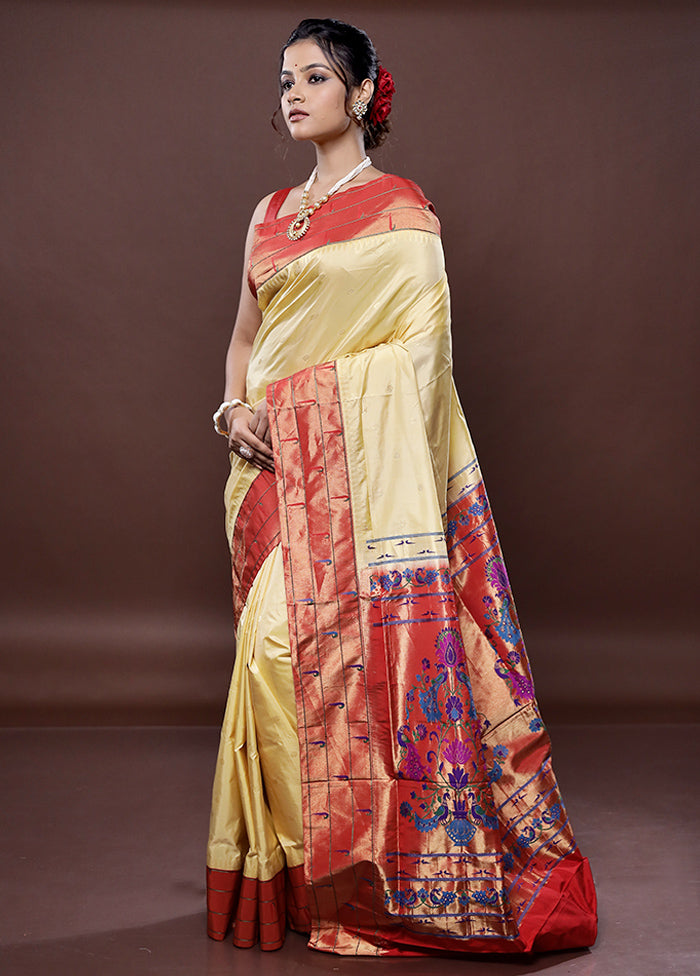 Yellow Kanjivaram Pure Silk Saree Without Blouse Piece - Indian Silk House Agencies