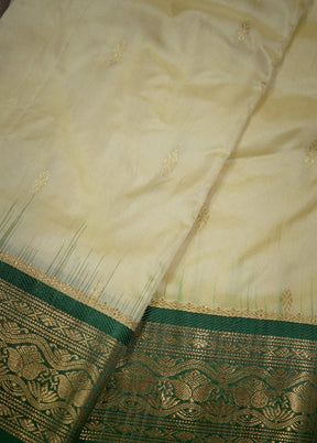 Cream Kanjivaram Silk Saree With Blouse Piece - Indian Silk House Agencies