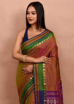 Green Kanjivaram Silk Saree With Blouse Piece - Indian Silk House Agencies