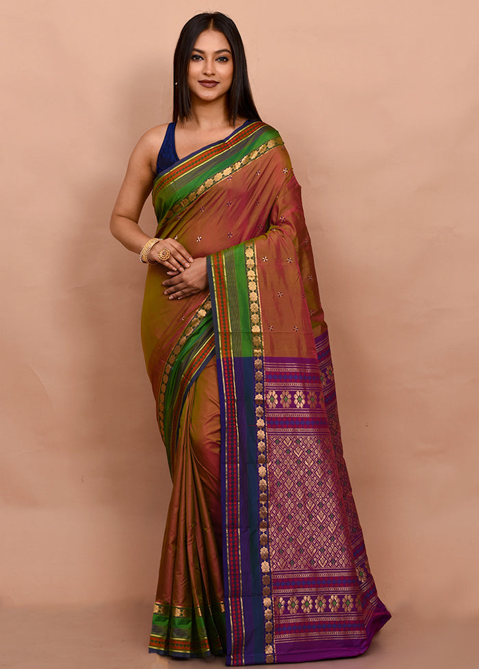 Green Kanjivaram Silk Saree With Blouse Piece - Indian Silk House Agencies