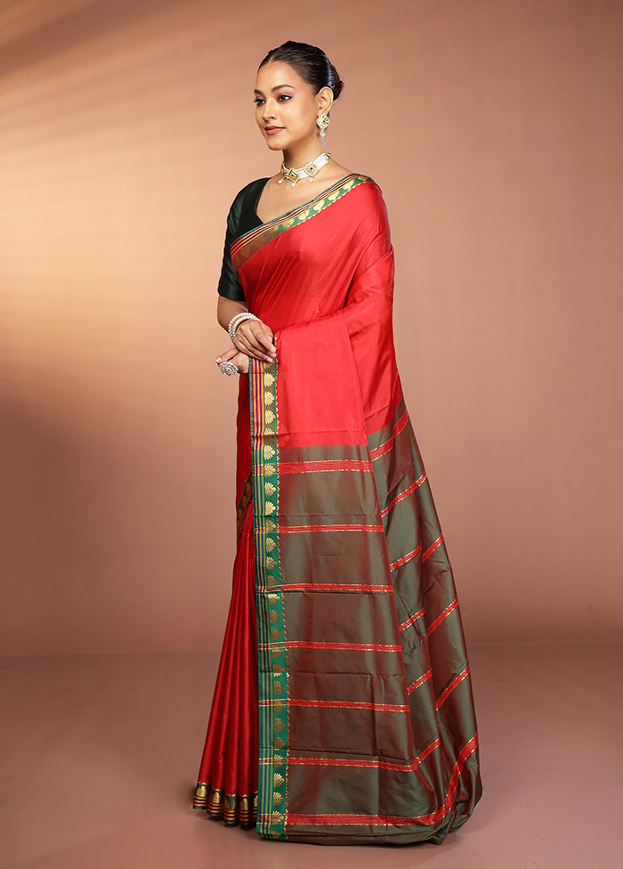 Red Kanjivaram Silk Saree With Blouse Piece