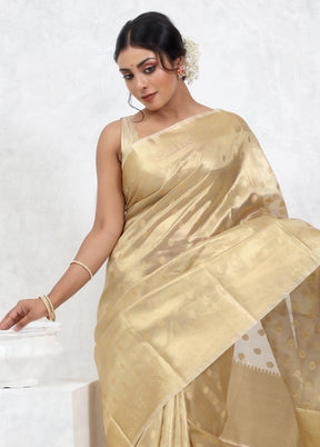 Cream Tissue Silk Saree With Blouse Piece - Indian Silk House Agencies