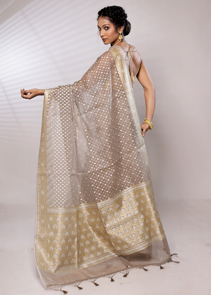 Grey Kora Silk Saree With Blouse Piece - Indian Silk House Agencies