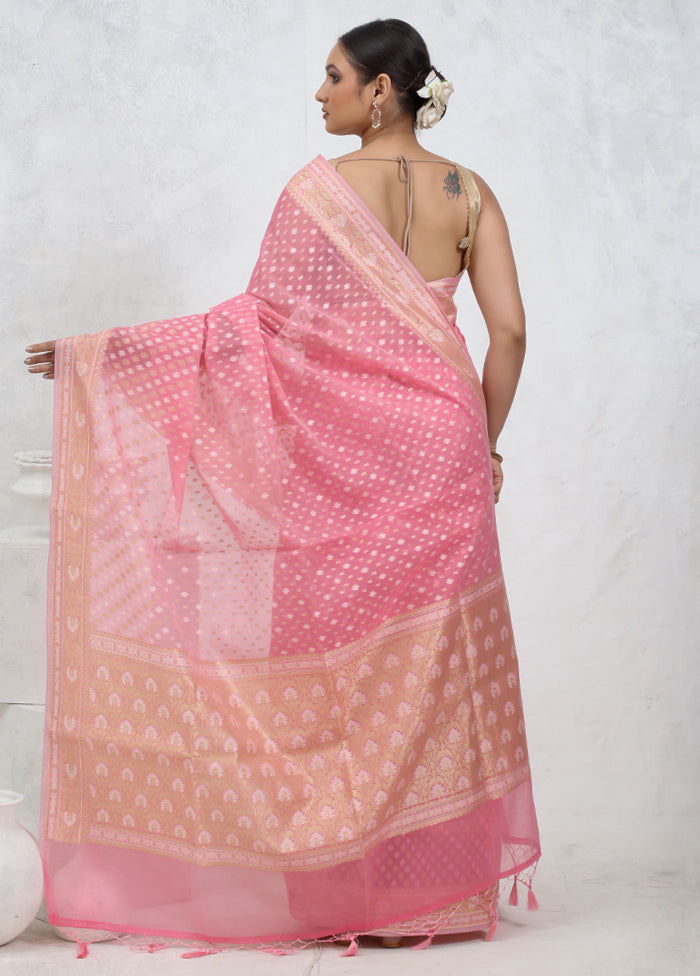 Pink Kora Silk Saree With Blouse Piece - Indian Silk House Agencies