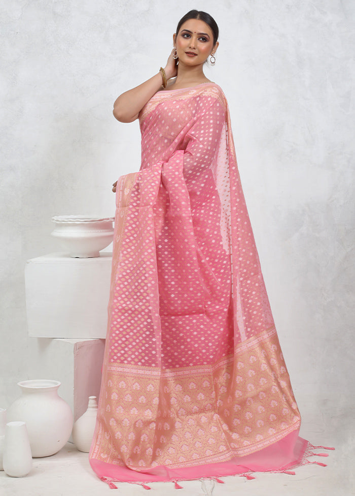 Pink Kora Silk Saree With Blouse Piece - Indian Silk House Agencies