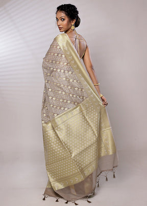 Cream Kora Silk Saree With Blouse Piece