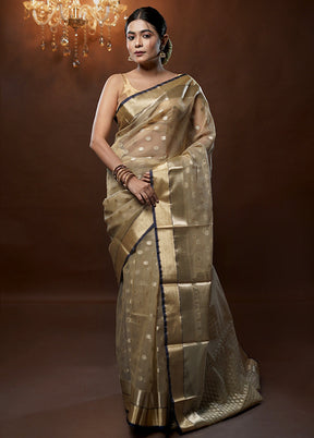 Cream Organza Saree With Blouse Piece