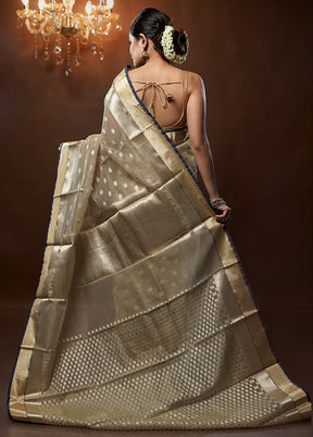 Cream Organza Saree With Blouse Piece