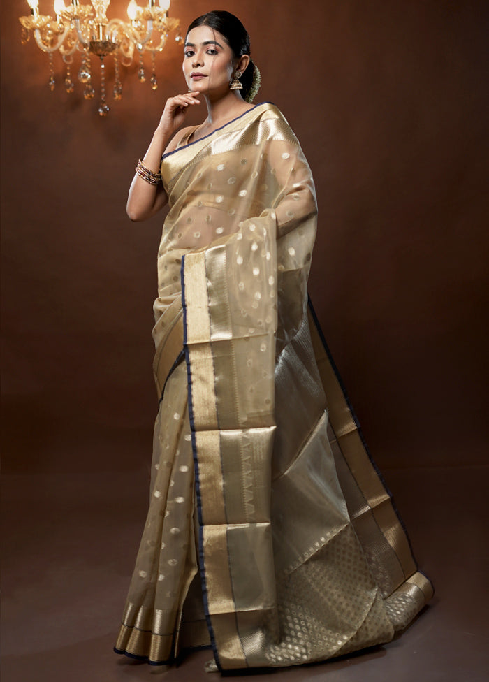 Cream Organza Saree With Blouse Piece